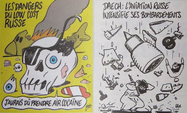 CHARLIE HEBDO CARTOON OF DOWNED JET